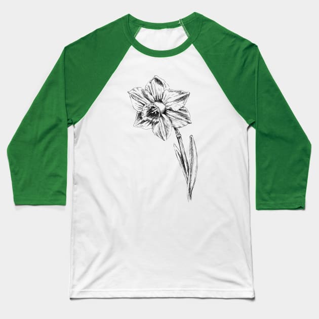 Narcissus Print Baseball T-Shirt by rachelsfinelines